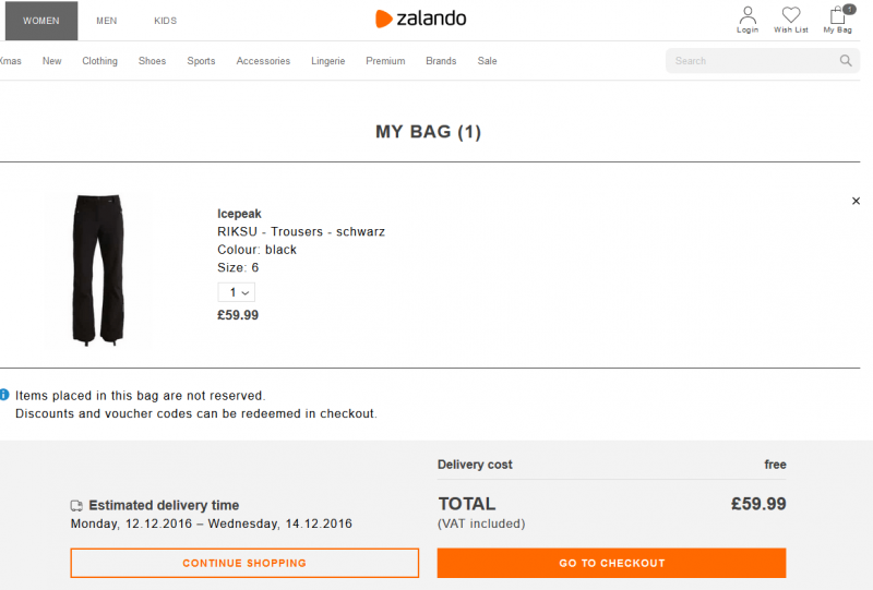 Trang thanh toán của Zalando