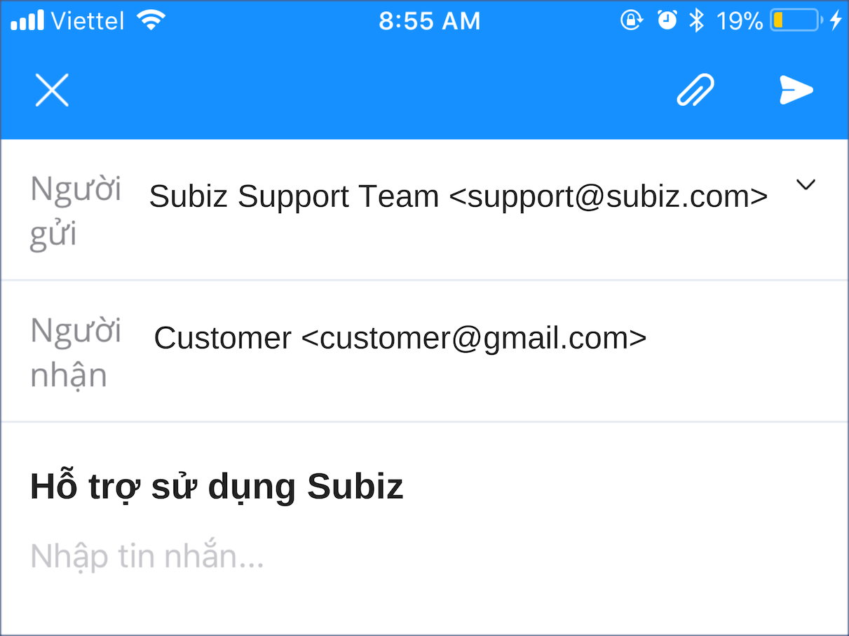 Respond customer's emails on Subiz App Mobile